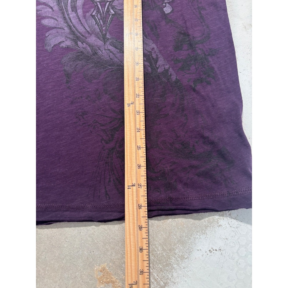 Helix Mens Layered Look Henley Graphic Tee Purple XL with Matching Beanie Hat - Picture 4 of 4
